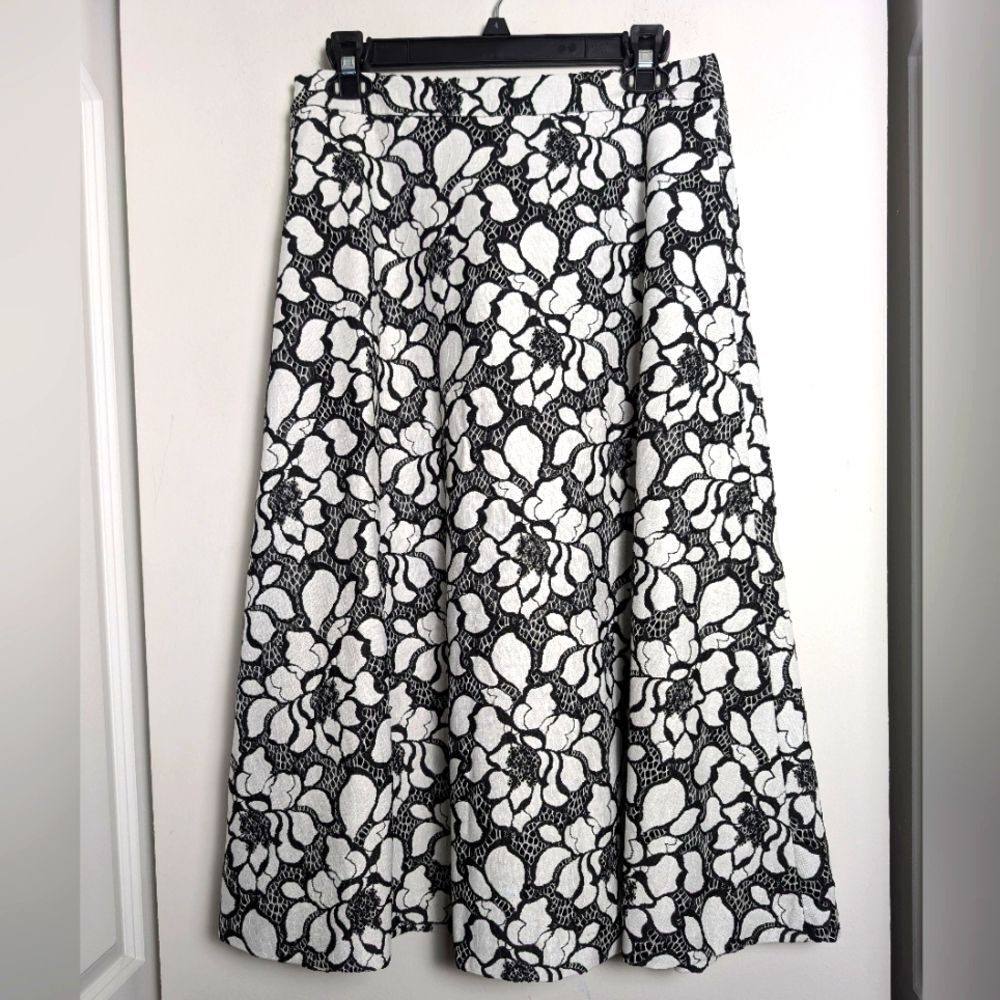 J.peterman lattice midi skirt sz 10 floral church office preppy wedding